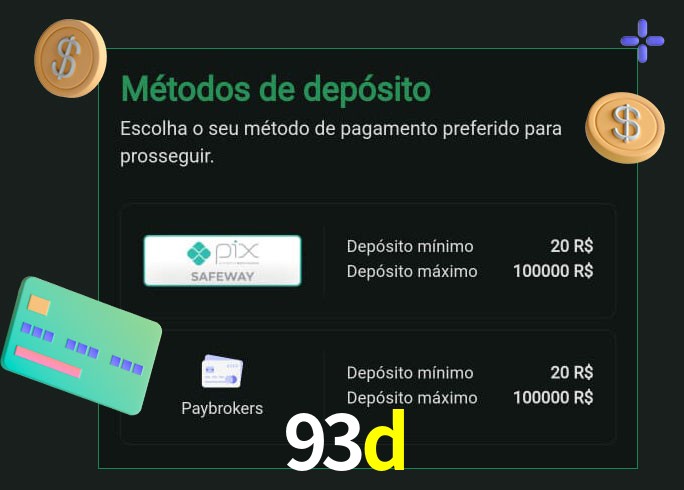 O cassino 93d oferece uma grande variedade de métodos de pagamento